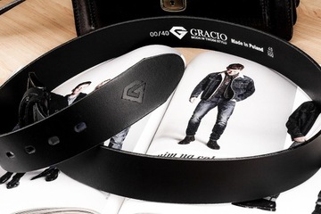 МУЖСКОЙ КОЖАНЫЙ РЕМЕНЬ GRACIO БИЗНЕС, ШИРОКИЙ 4 ДЛИН.