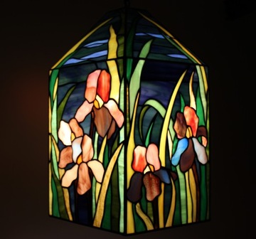 Lampa witrażowa Irysy, lampion Tiffany Irys Kwiaty