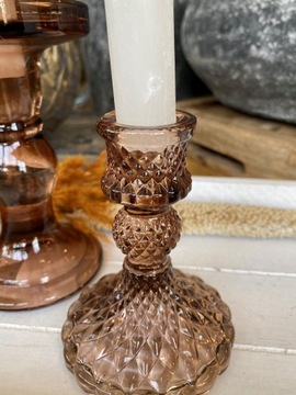Подсвечник из коричневого стекла, декоративный низкий канделябр