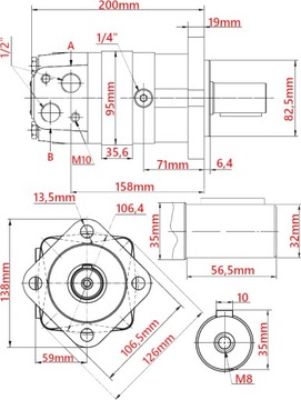 SILNIK HYDRAULICZNY 200cm3 GR3 MOCOWANIE KOŁNIERZ