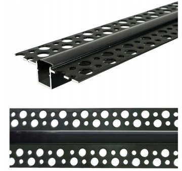 PROFIL aluminiowy do taśm LED płyt karton-gips KLOSZ czarny 2m