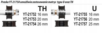 ПРЕССОВЫВАЯ МАШИНА YATO PEX-AL U TH ТРУБНО-ПРЕССОВОЧНАЯ МАШИНА + ПРИВОД YT-21750 + YT-22373