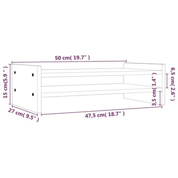 VidaXL Подставка для монитора, 50x27x15 см, массив дерева