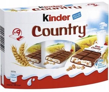 FERRERO KINDER COUNTRY БАРСЫ ЗЕРНОВЫЕ МОЛОЧНЫЕ 9 шт ИЗ ГЕРМАНИИ