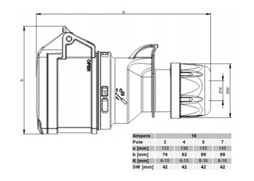 Удлинитель силовой H05VV-F 5х2,5 3м OWY 16А