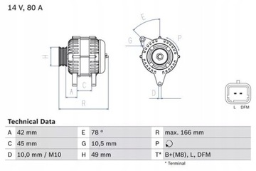 фото thumb №2, Генератор 14v, 80a citroen c2, c2 enterprise, c