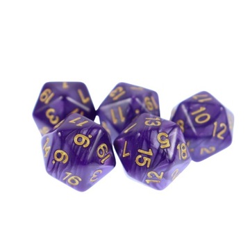 ZESTAW 25 KOSTEK K20 RPG AMETYSTOWA DOLINA KOŚĆ DWUDZIESTOŚCIENNA