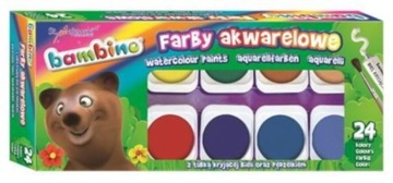 Bambino farby akwarelowe 24 kolory duża pastylka