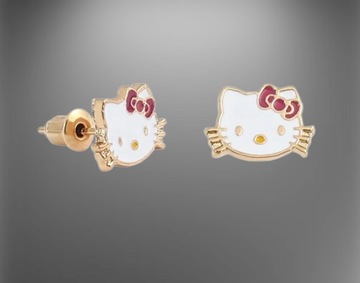Золотые серьги-гвоздики Hello Kitty Kitty