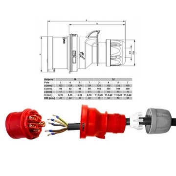 Przedłużacz SIŁOWY GUMA H07BQ-F 5x2,5 15m PUR 16A