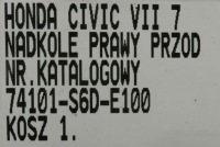 фото thumb №8, Honda civic vii 7 підкрилок праве правий перед передні 74101s6de100