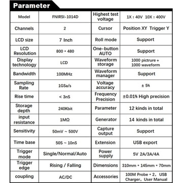 Осциллограф FNIRSI-1014D 2CH 100MHz* 2 1GSa/s