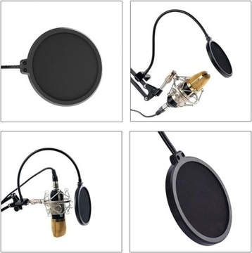 Pop Filter Крышка студийного микрофонного фильтра с поворотным зажимом на 360°