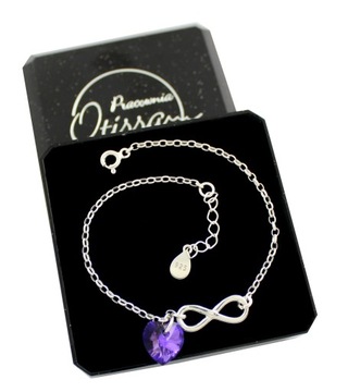 ЖЕНСКИЙ СЕРЕБРЯНЫЙ БРАСЛЕТ С БЕСКОНЕЧНОСТЬЮ INFINITY + SWAROVSKI *ОПЦИЯ