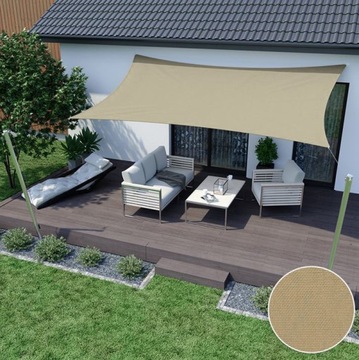 ŻAGIEL PRZECIWSŁONECZNY BEŻ 3x2,5m WODOODPORNY UV