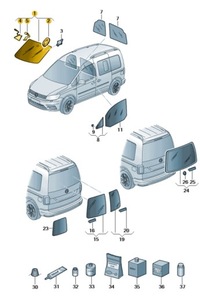 фото thumb №1, Стекло лобовое слоистая vw caddy iv оригинальный номер