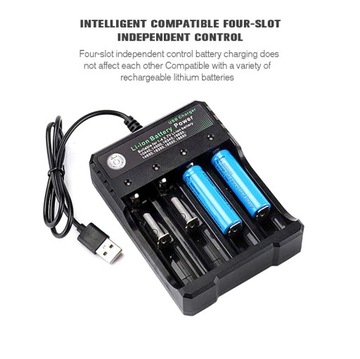 USB зарядное устройство 18650 чёрное 4 розетки AC 110В 220В