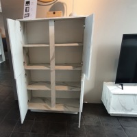 Итальянский белый высокий комод оптика мрамор матовый Aria