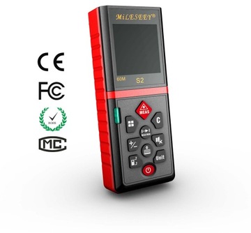 ЛАЗЕРНЫЙ ДАЛЬНОМЕР ЦИФРОВОЙ ДАЛЬНОМЕТР MILESEEY S2 - 60 МЕТРОВ ЖК-дисплей