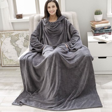 СВИТШОТ OVERSIZE ТЕПЛОЕ ОДЕЯЛО ОДЕЯЛО БАННЫЙ ХАЛАТ КАРМАНЫ