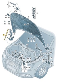 фото thumb №1, Привід газовий передньої капот audi a1 aso оригінал