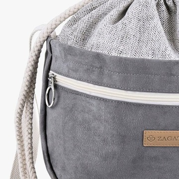 Torebka damska crossbody shopper torba worek na ramię pojemna szara ZAGATTO