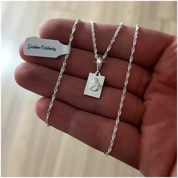 СЕРЕБРЯНАЯ ЦЕПЬ СИНГАПУР + МЕДАЛЬ 925 БОЖЬЕЙ МАТЕРИ ЧЕНСТОХОВСКАЯ + ГРАВИРОВКА