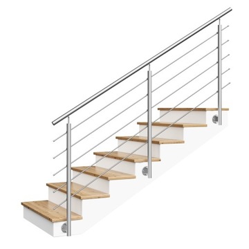 Balustrada nierdzewna, schodowa balkonowa barierka 5 x Ø12 mm długość 2,5 m