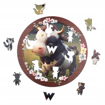 Puzzle drewniane Krówka | Cow | 40 elementów | XL