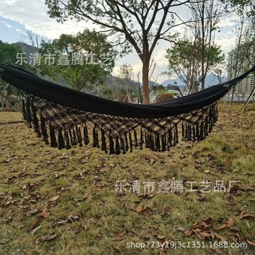 Ins Black Fringed Canvas Hammock