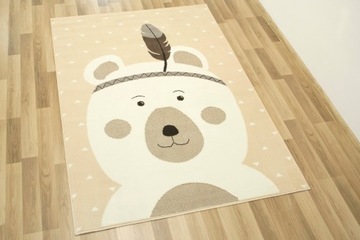 160x225 см БЕЖЕВЫЙ КОВЕР LUNA KIDS ДЕТСКИЙ МЕДВЕДЬ APACZ СТИЛЬ БОХО