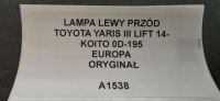 фото thumb №8, Фара ліві перед toyota yaris iii рестайлінг 14- оригінал європа koito 0d-195