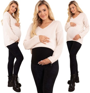 LEGGINSY CIĄŻOWE OCIEPLANE MARMURKOWE ZIMA GRUBE GETRY XXXL