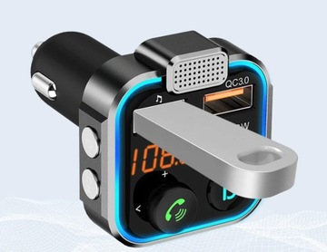 АВТОМОБИЛЬНЫЙ ПЕРЕДАТЧИК BLUETOOTH 5.0 БЫСТРОЕ ЗАРЯДНОЕ УСТРОЙСТВО PD 20 Вт 3xUSB QC 3.0