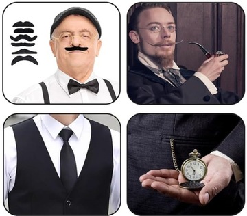 AKCESORIA MĘSKIE RETRO GANGSTER PRZEBRANIE KOSTIUM PEAKY BLINDER GATSBY x11