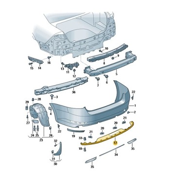 фото thumb №1, Спойлер заднего бампера чёрный сатиновая skoda superb oe: 3v58075219b9
