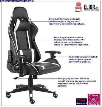 ВРАЩАЮЩЕЕСЯ ИГРОВОЕ КРЕСЛО С ЭРГОНОМИЧНЫМИ ПОДУШКАМИ