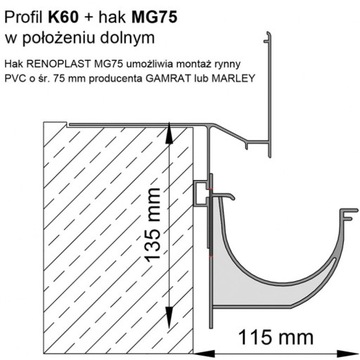 Комплект кронштейнов для желоба MG75, 4 шт. + винт W13.