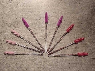 Кисточки ДЛЯ РЕСНИЦ БРОВЕЙ 50 шт. блестки CRYSTAL PINK нейлон