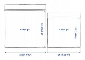 Woreczki torebki strunowe IKEA ISTAD na żywność 2.5L 1,2L 1,0L 0,4L 110 szt