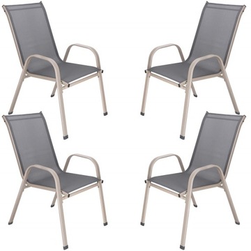 4 шт. САДОВЫЙ СТУЛ БАЛКОННЫЙ СТУЛ ДЛЯ ТЕРРАСЫ GARDEN STRONG GREY КОМПЛЕКТ