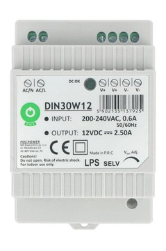 Zasilacz na szynę DIN 30W 12V, POS, DIN30W12