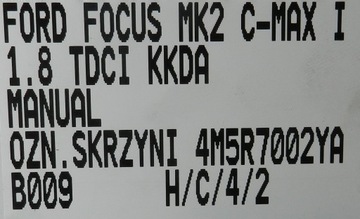 фото thumb №8, Коробка передач коробки передач ford focus mk2 c-max i 1.8 tdci kkda 4m5r7002ya