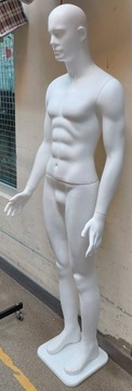 MANEKIN PLASTIKOWY BIAŁY PROSTY KOMPLETNY Z PODSTAWĄ
