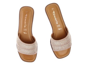 Tamaris klapki buty 27127 rose glam, cyrkonie 41