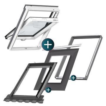 Мансардное окно Velux 3-створчатое ПВХ PREMIUM GLU0061B FK06 66x118+фланец BDXBFX
