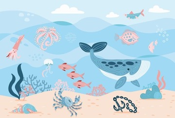Tapeta fototapeta ocean wieloryb ryby 368x248
