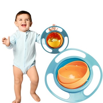 RÓŻOWA MISKA NIEWYSYPKA obrotowa PRZYKRYWKA GYRO BOWL 360 NIEBIESKA