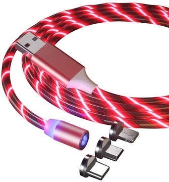 СВЕТОДИОДНЫЙ МАГНИТНЫЙ КАБЕЛЬ 3 в 1 micro USB TYPE-C iPhone