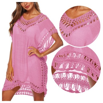 BEACH PAREO BEACH летнее платье BEACH BOHO туника с вышивкой РОЗОВЫЙ